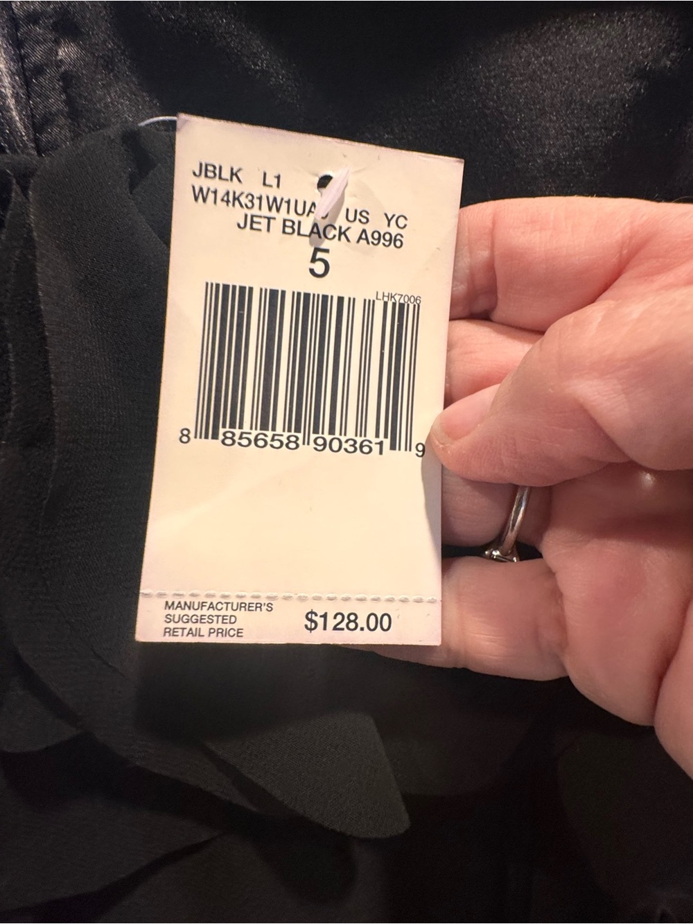 Guess Black Satin Tag Dress Accent - Picture 4 of 5